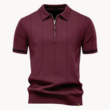 Celvoir | Polo À Col Zippé Avec Texture Verticale Pour Hommes