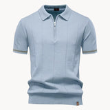 Celvoir | Polo À Col Zippé Avec Texture Verticale Pour Hommes