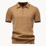 Celvoir | Polo À Col Zippé Avec Texture Verticale Pour Hommes