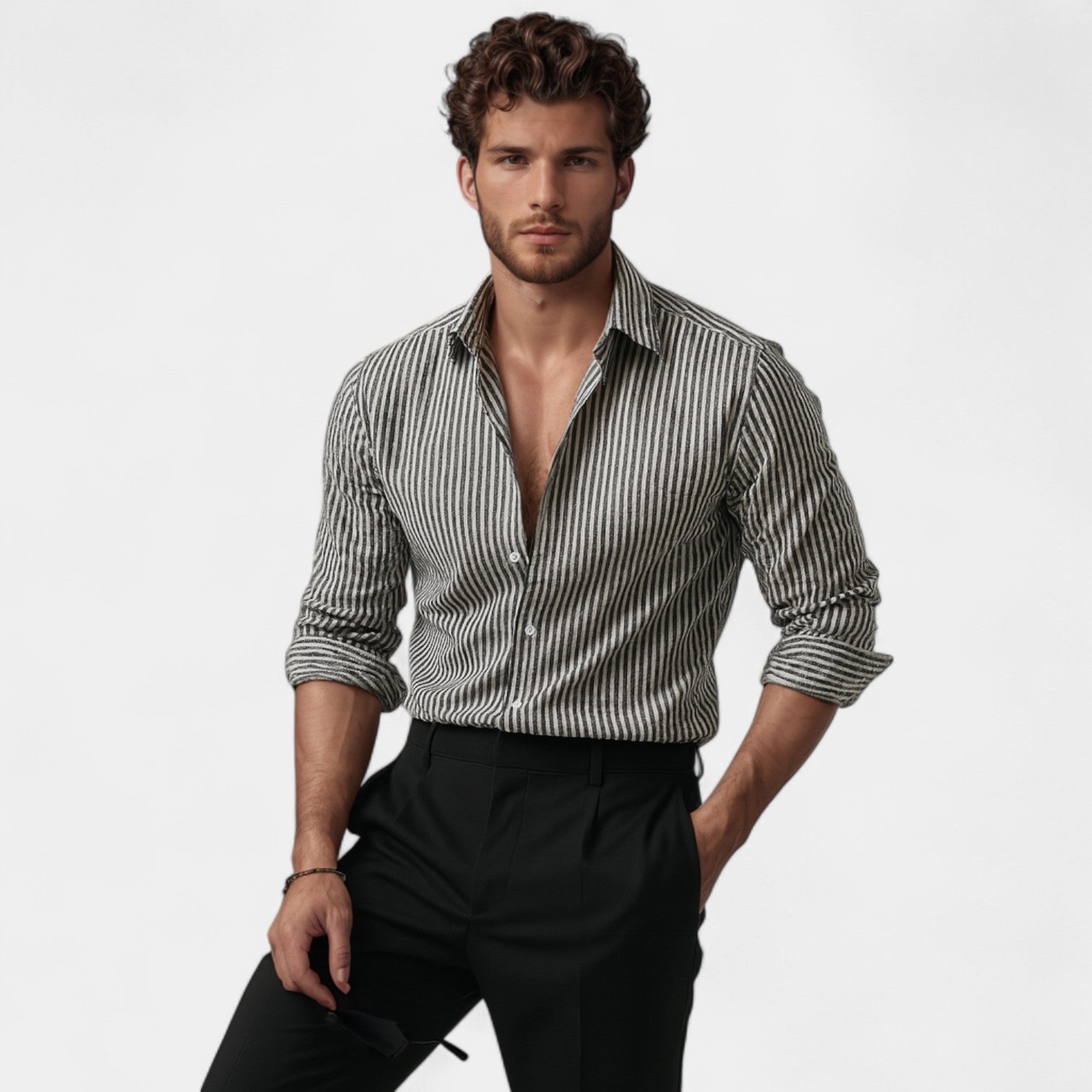 CELVOIR | CHEMISE HOMME STYLE CARDIGAN À RAYURES