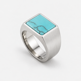 Bague Carrée À Pierre Howlite Bleue Pour Hommes