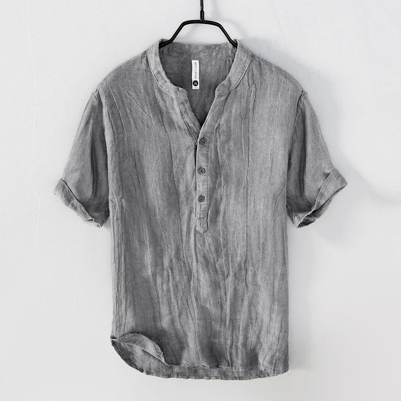 CELVOIR | CHEMISE LIN COL MONTANT POUR HOMME