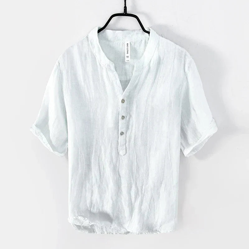 CELVOIR | CHEMISE LIN COL MONTANT POUR HOMME