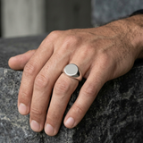 Bague Chevalière Ronde Argentée
