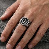 Bague À Emblème Trident Argenté