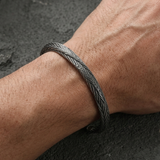 Bracelet Manchette Torsadé Gris