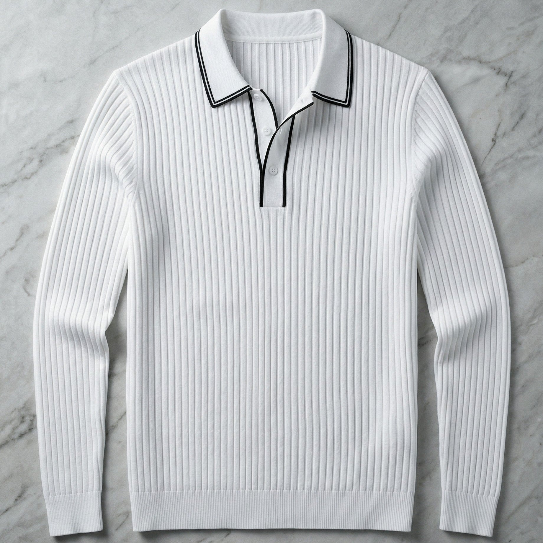 Polo Tricoté Côtelé Avec Col Classique Pour Hommes