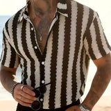 Celvoir | Chemise Rayée Noire Et Blanche À Manches Courtes Pour Hommes