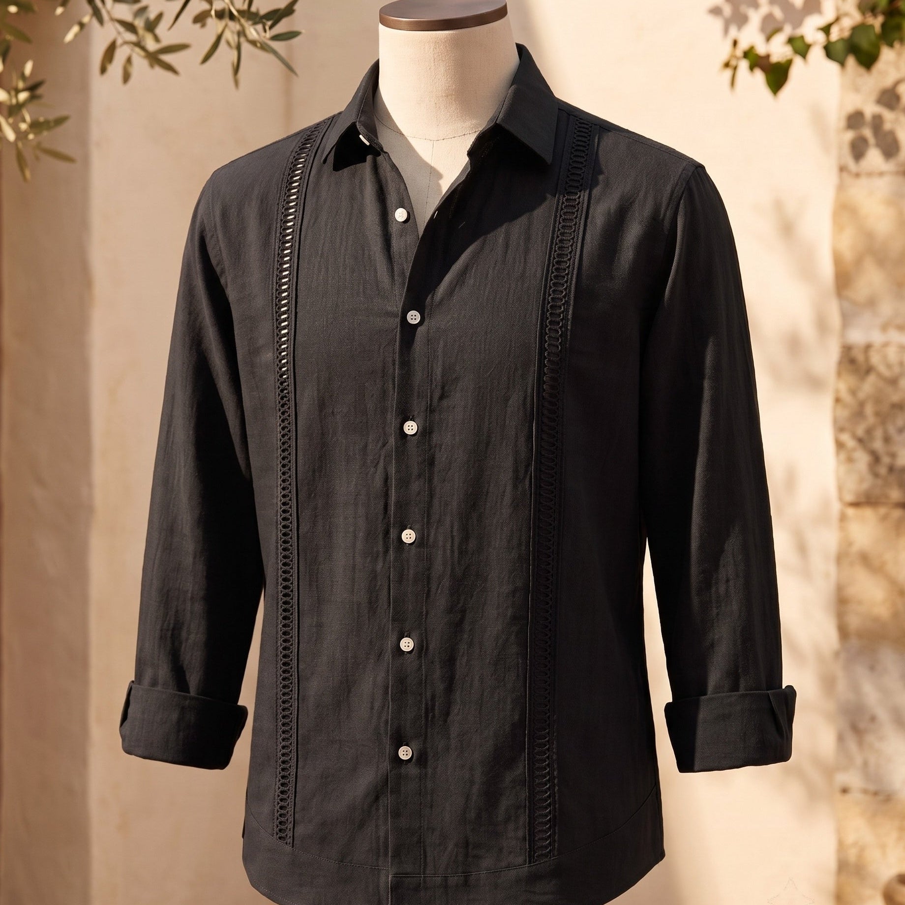 Celvoir | Chemise Brodée Avec Manches Longues Pour Hommes
