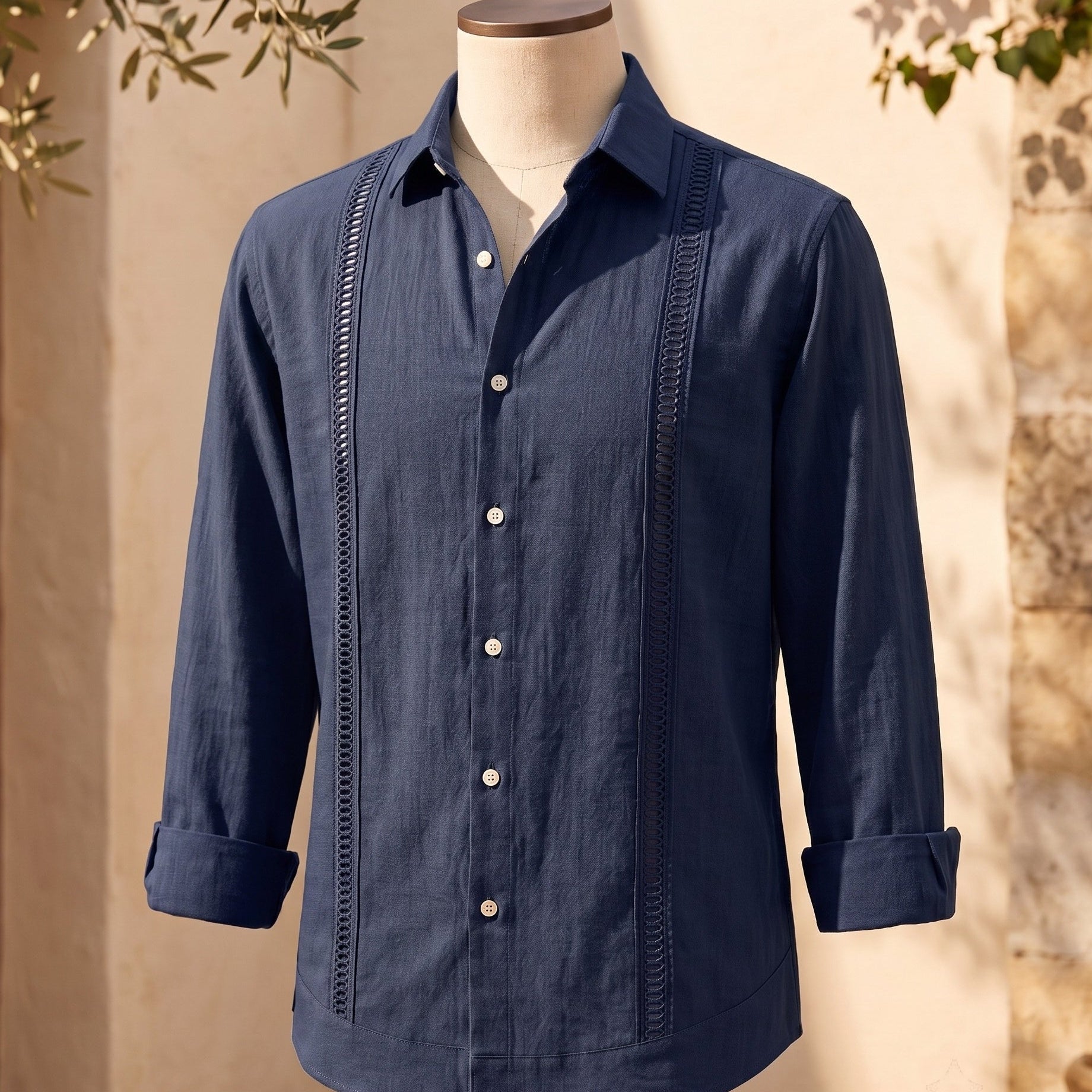 Celvoir | Chemise Brodée Avec Manches Longues Pour Hommes