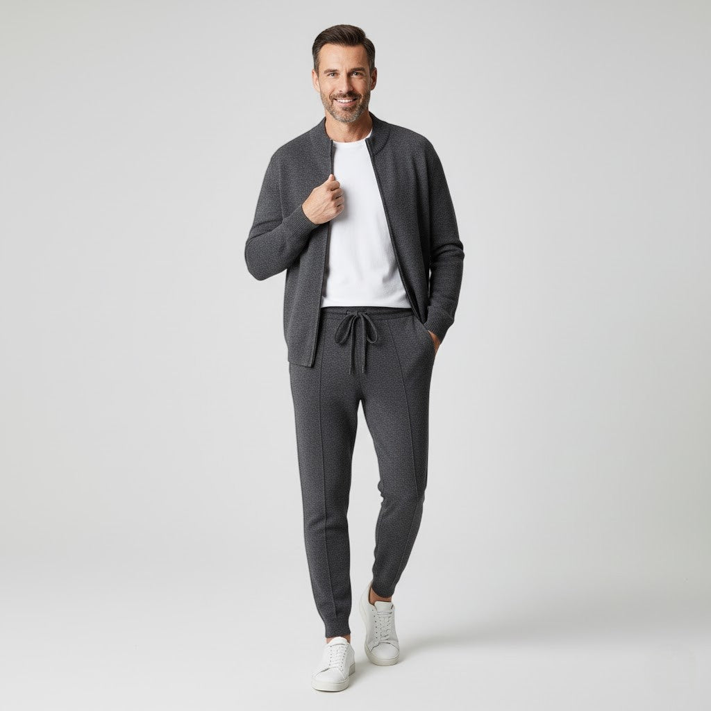 CELVOIR | ENSEMBLE HOMME CARDIGAN ZIPPÉ ET PANTALON MAILLE