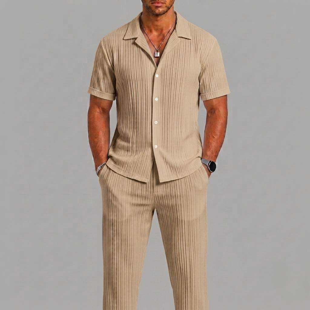 Celvoir | Ensemble Chemise Manches Courtes Avec Pantalon Pour Hommes