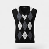 CELVOIR | GILET SANS MANCHES HOMME COL V MAILLE À CARREAUX